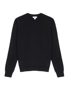 Sunspel Womens Merino Silk Crew Neck Jumper Black