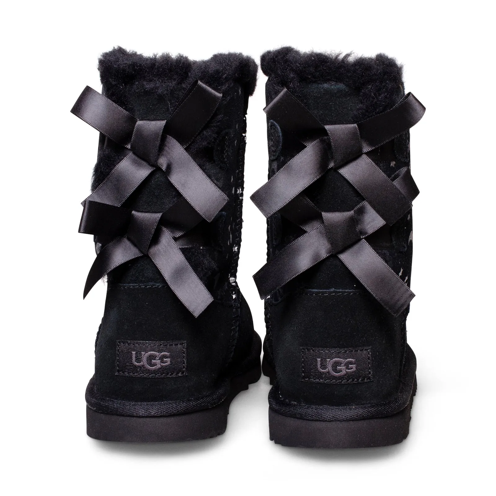 UGG Bailey Bow Moon And Stars Black Boots - Youth