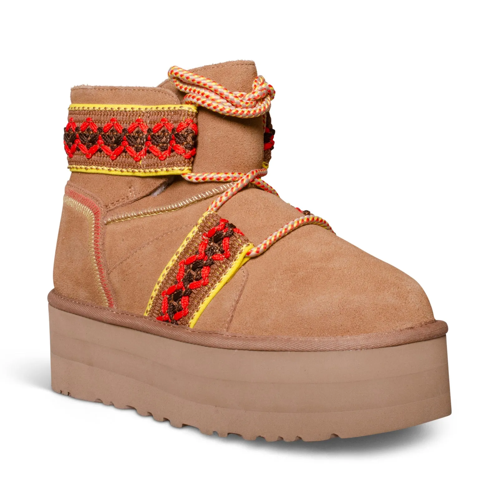 UGG Classic Mini II Braid Platform Chestnut Boots - Women's