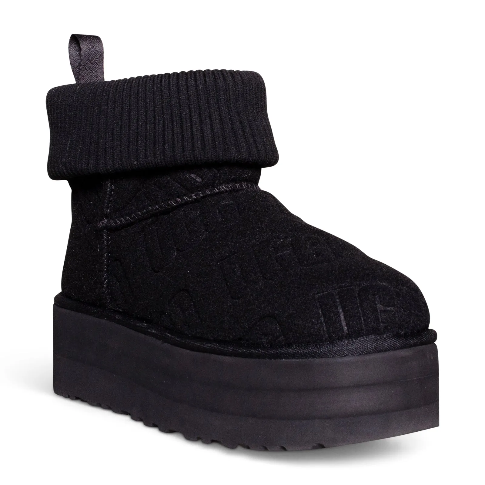 UGG Classic Mini Platform Felted Black Boots - Women's