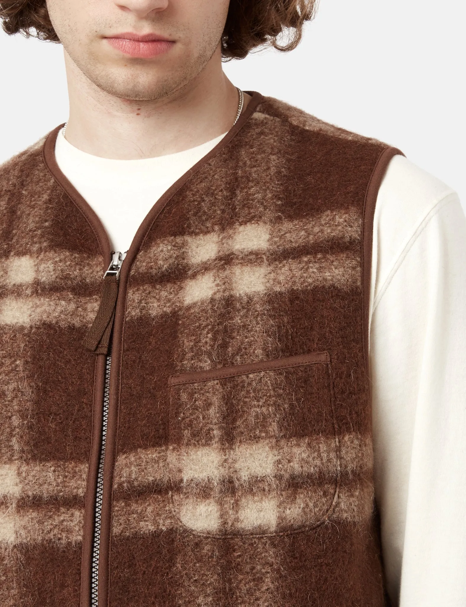 Universal Works Zip Gilet - Brown