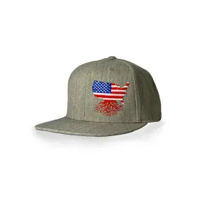 USA Roots Flat Bill Flexfit Snapback Hat