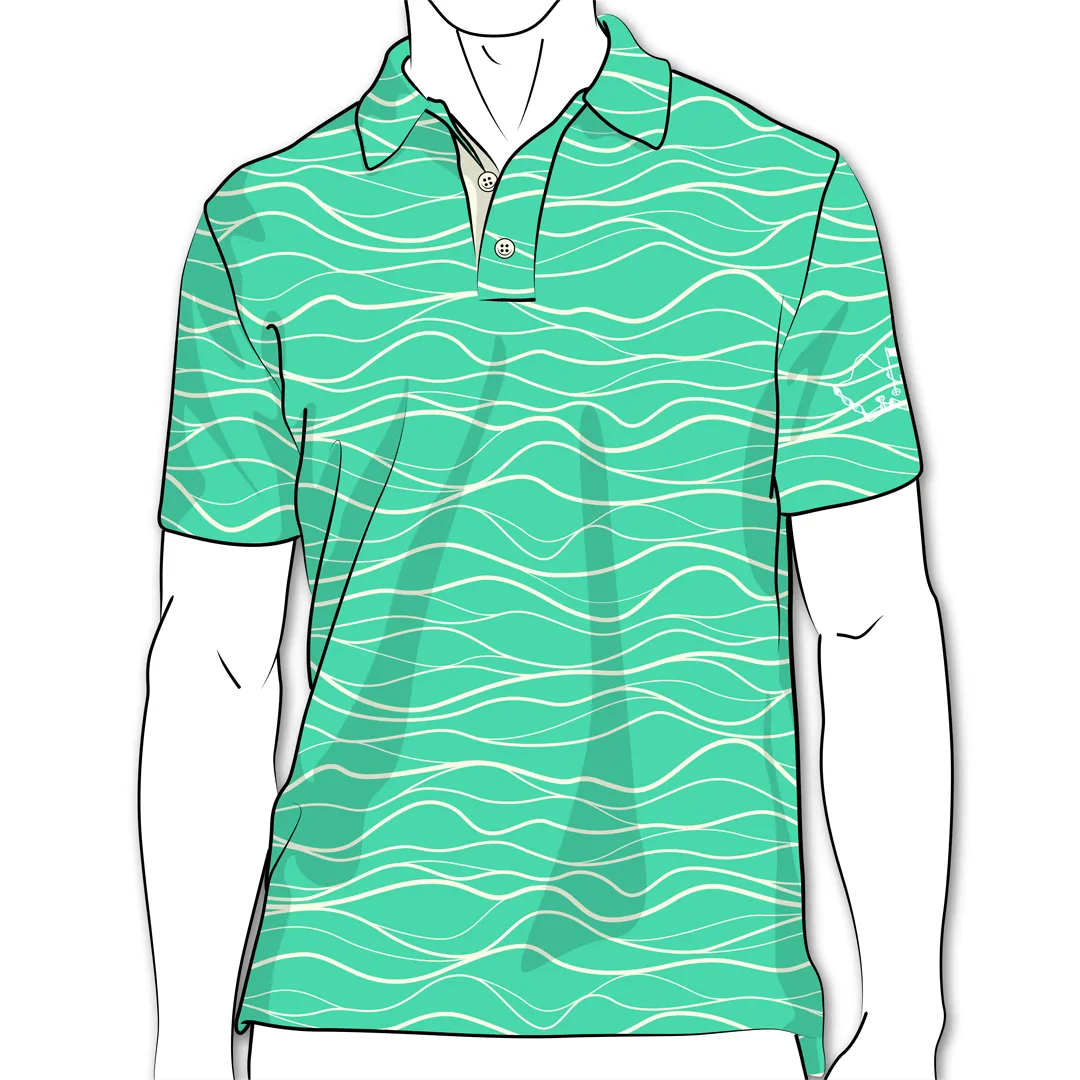 Wavy Seafoam - OGA Men's Polo - Seafoam Green